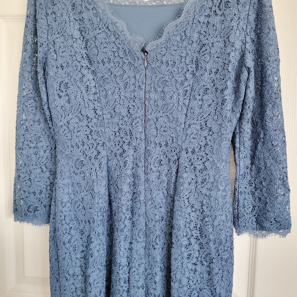 Adrianna Papell Lace Blue Square Neck Mini Dress - image 5